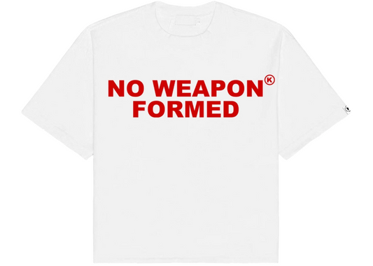 no weapon formed tee white red