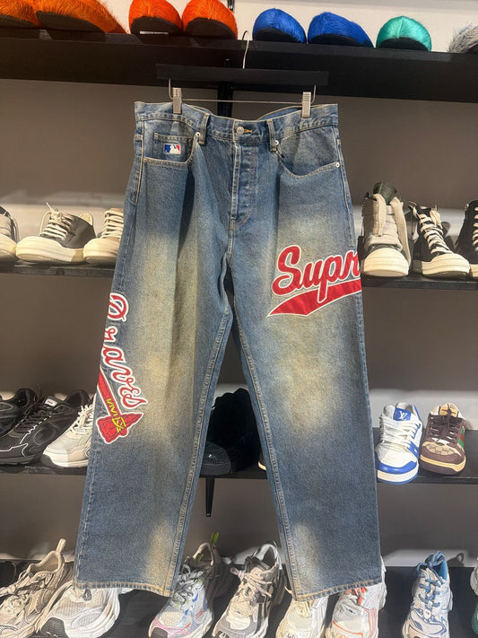 Supreme Mitchell & Ness Atlanta Braves Loose Fit Jean Blue