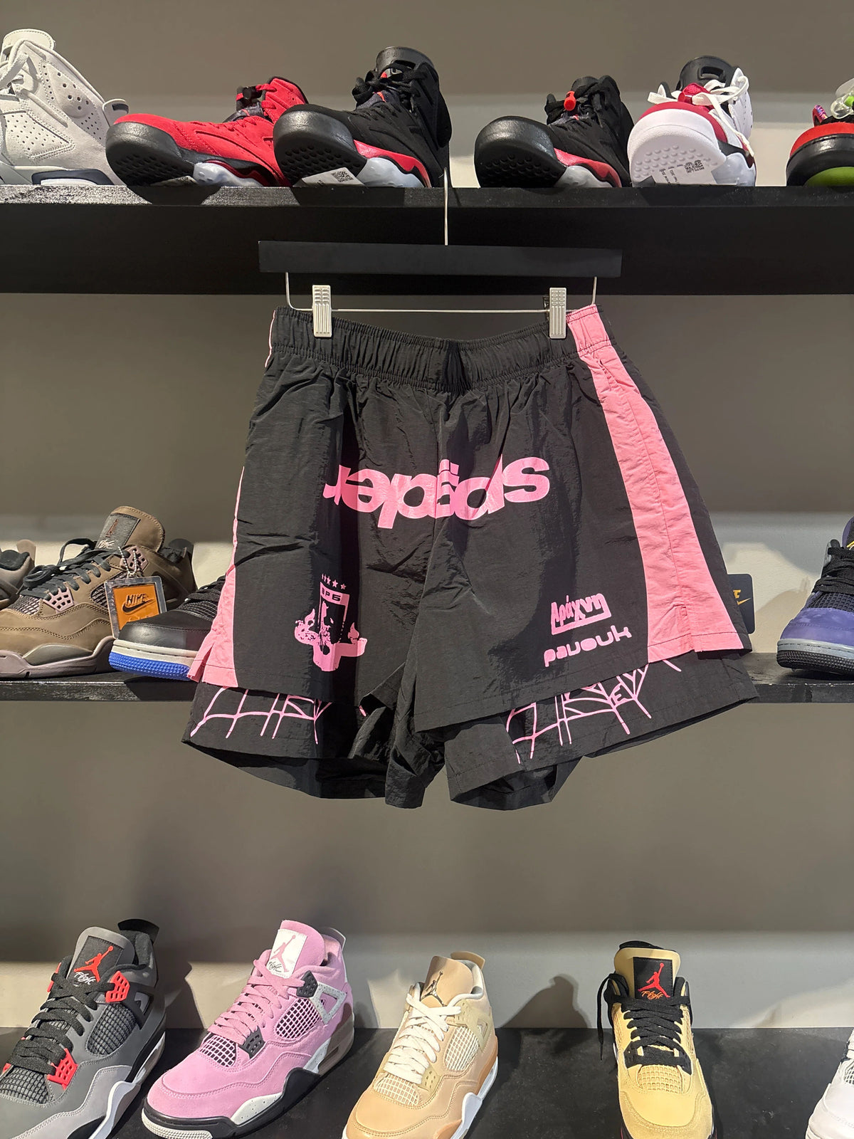 Sp5der Soccer Double Layered Shorts Pink/Black