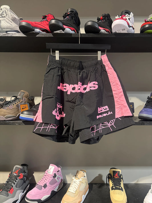 Sp5der Soccer Double Layered Shorts Pink/Black