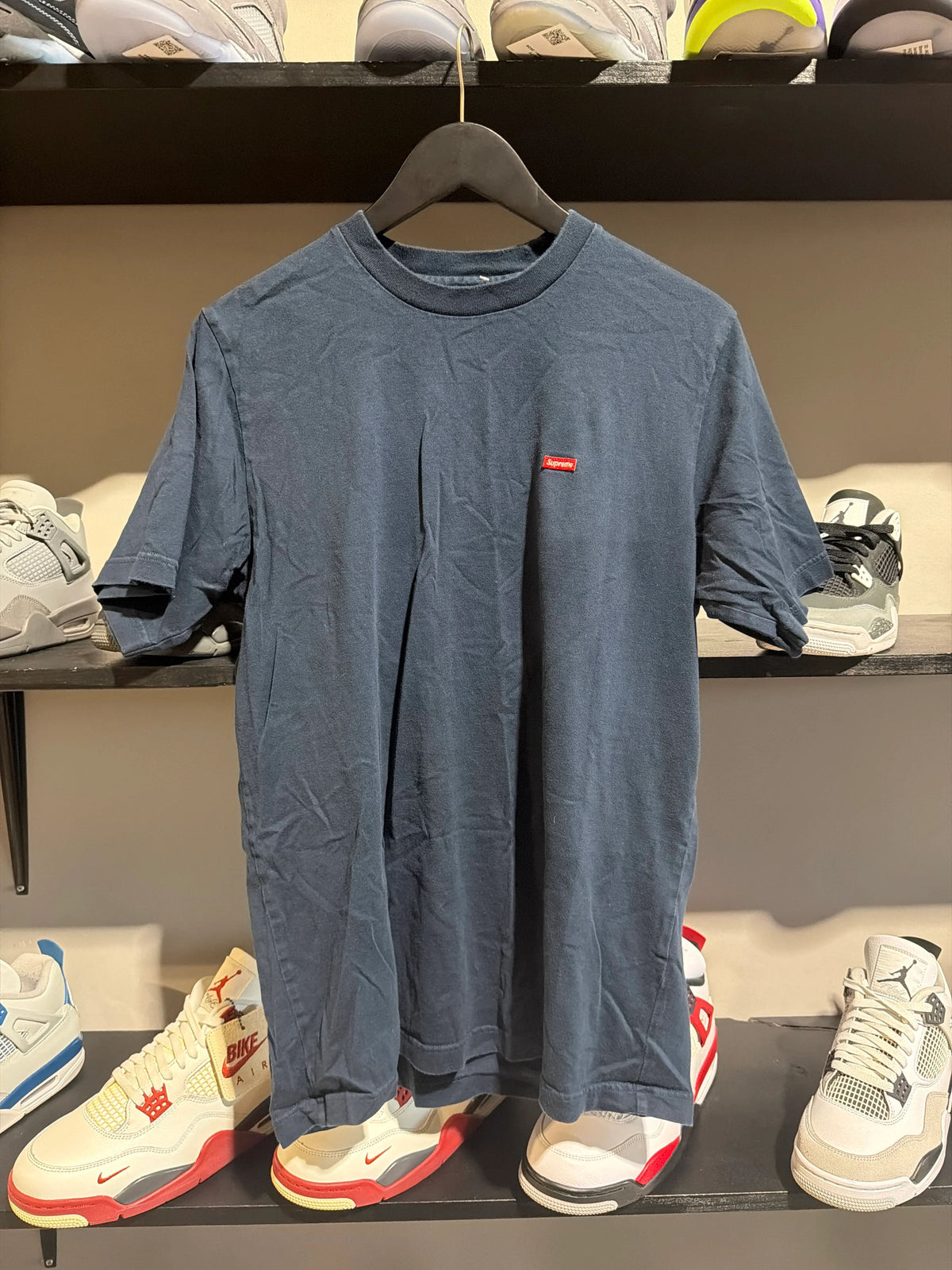 Supreme Navy Small Logo Tee Sz M - Pre-Owned