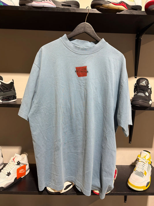 Balenciaga Red Caution Tape Blue Tee Sz L - Pre-Owned