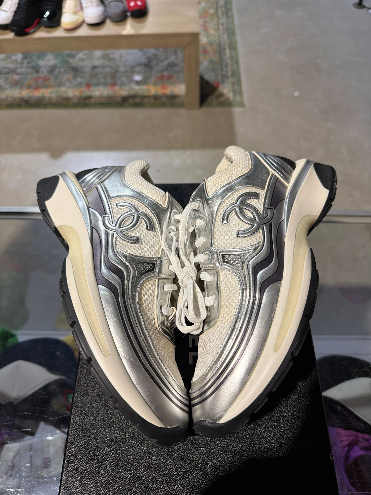 Chanel Trainer Grey/Black Used Sz 6 - Pre-Owned