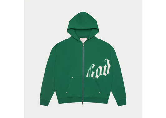 green white godspeed zipup