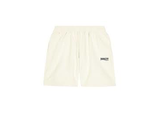 balenciaga campaign logo cream shorts