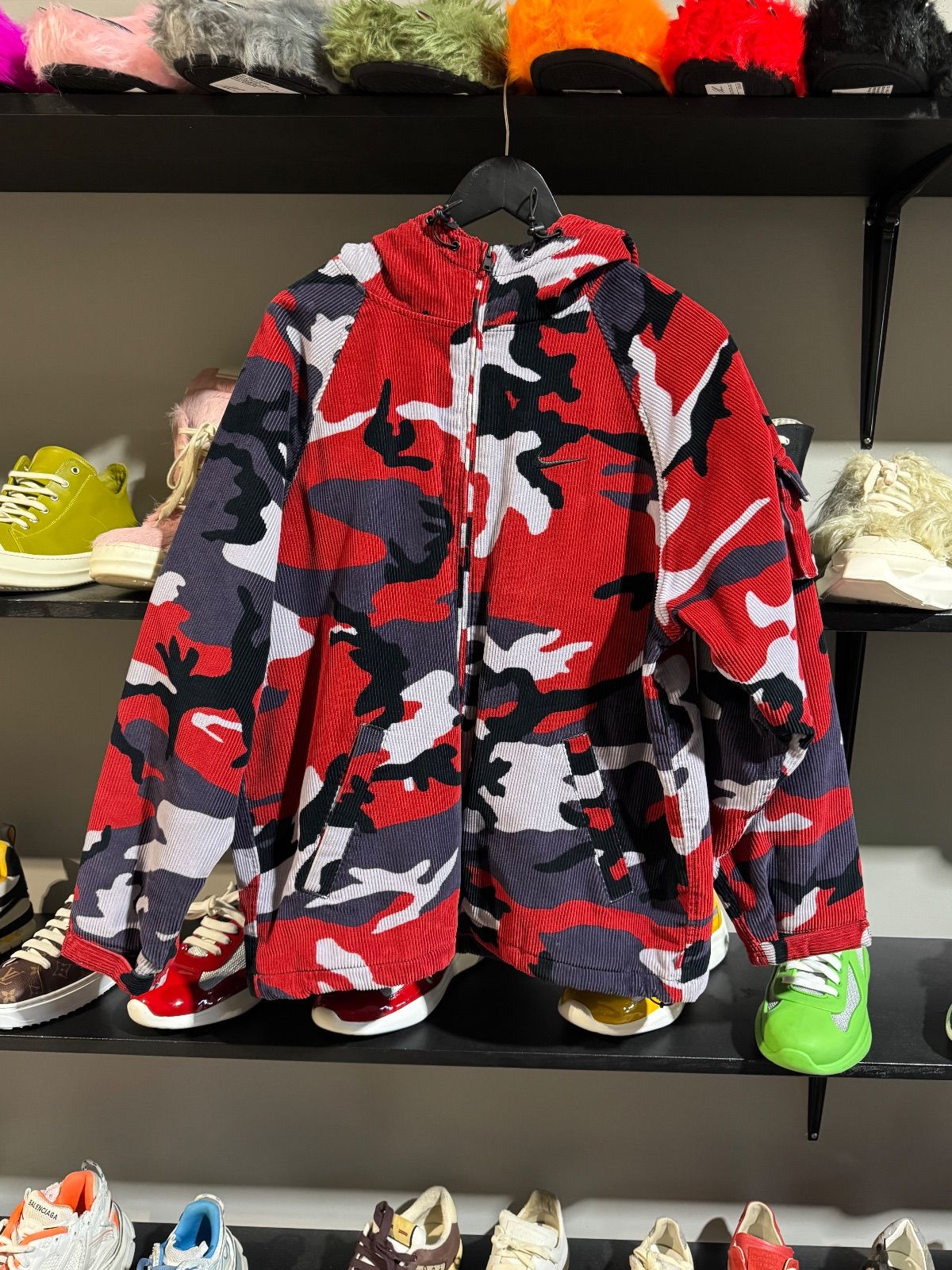 Supreme x Nike Red Camo Corduroy ZIpup