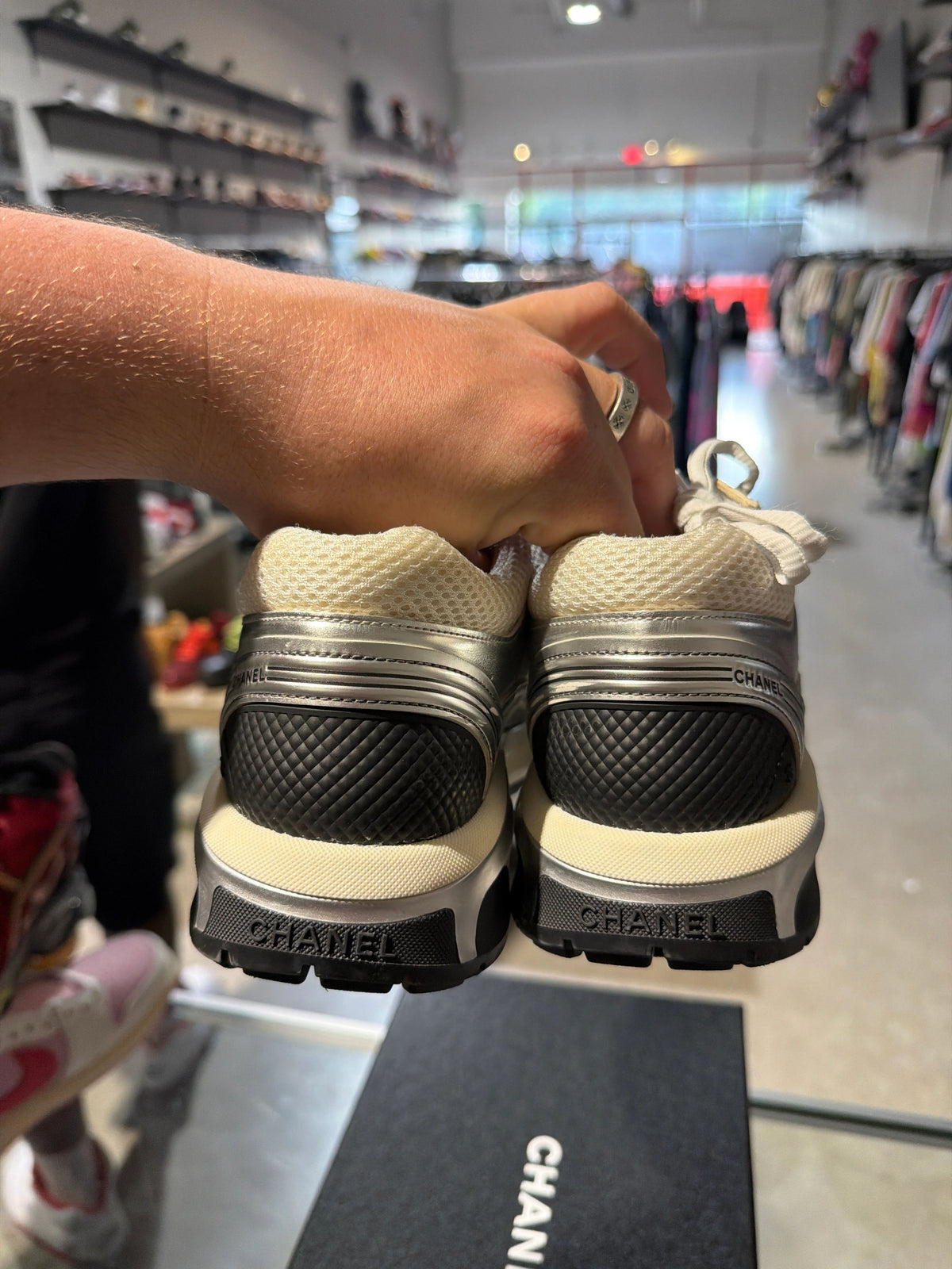 Chanel Trainer Grey/Black Used Sz 6 - Pre-Owned