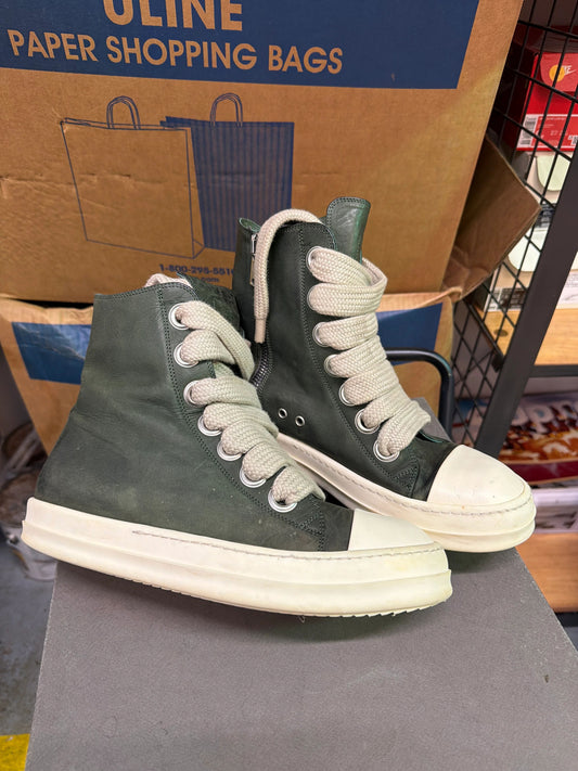 Rick Owen’s Green Jumbo Lace High Used Sz 9 - Pre-Owned