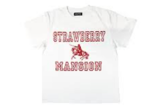 unwanted co strawberry mansion white red tee