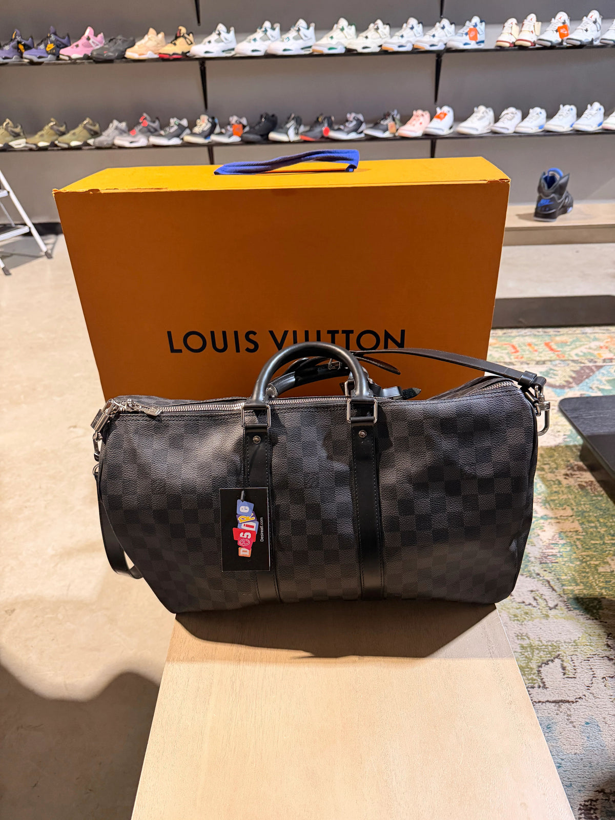 Louis Vuitton Black Checkered Keepall Bag 45 - Pre-Owned