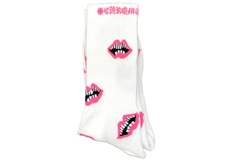 Chrome Hearts White/Pink Chomper Socks