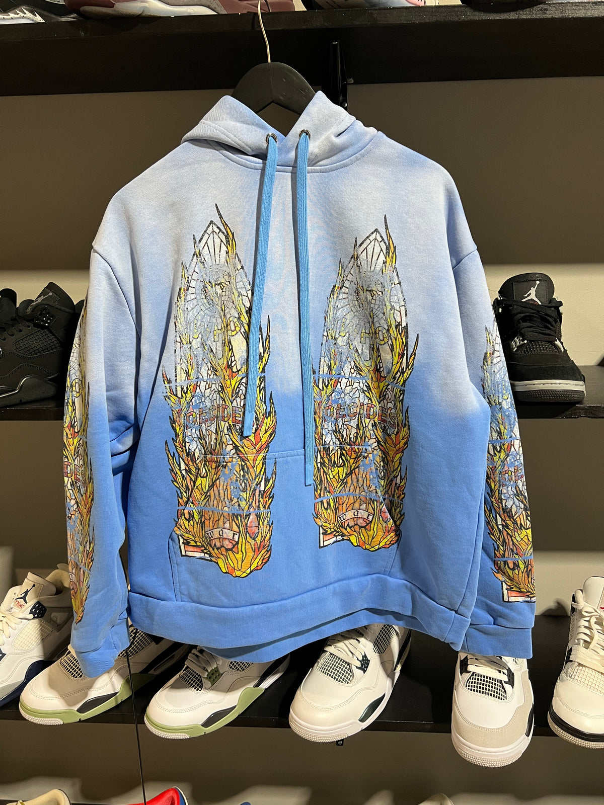 Who Decides War Flame Glass Hoodie Blue