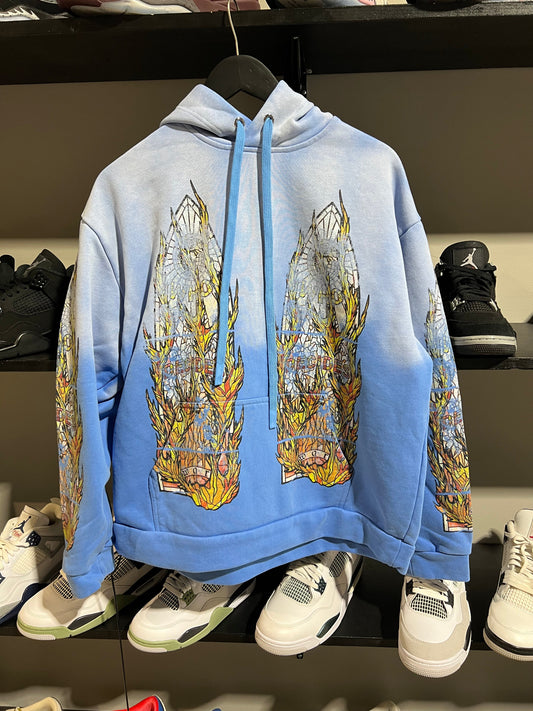 Who Decides War Flame Glass Hoodie Blue