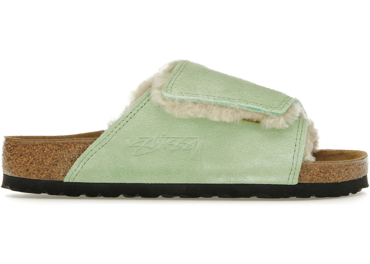 Birkenstock Solana Shearling Slide Stussy Washed Green