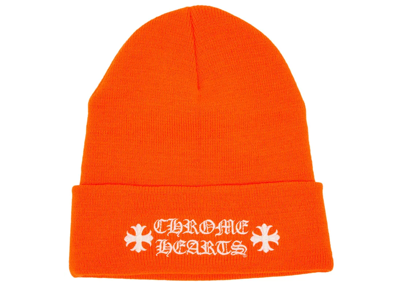 orange neon orange chrome beanie