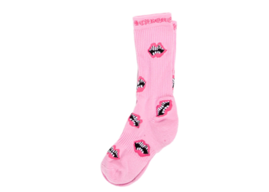 Chrome hearts pink and pink chomper socks