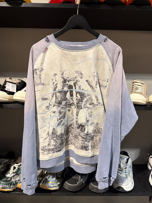 4AM Blue/White Crewneck