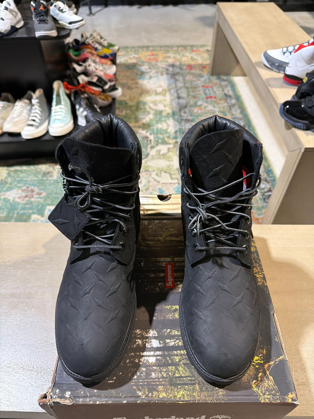 Supreme Timberland Diamond Plate Boot Black Used Sz 11 - Pre-Owned