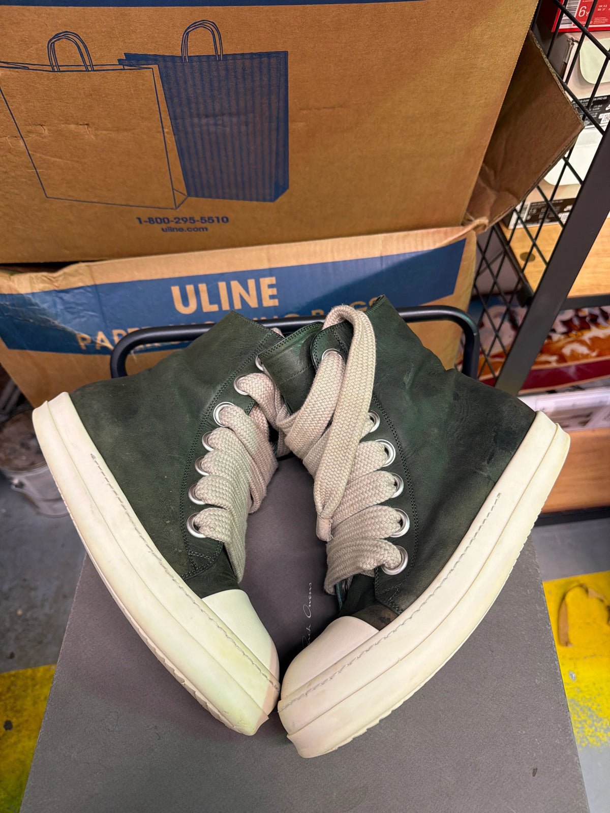 Rick Owen’s Green Jumbo Lace High Used Sz 9 - Pre-Owned