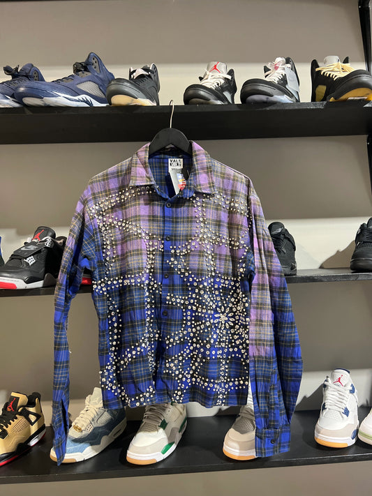 Vale Blue Inferno Rhinestone Flannel