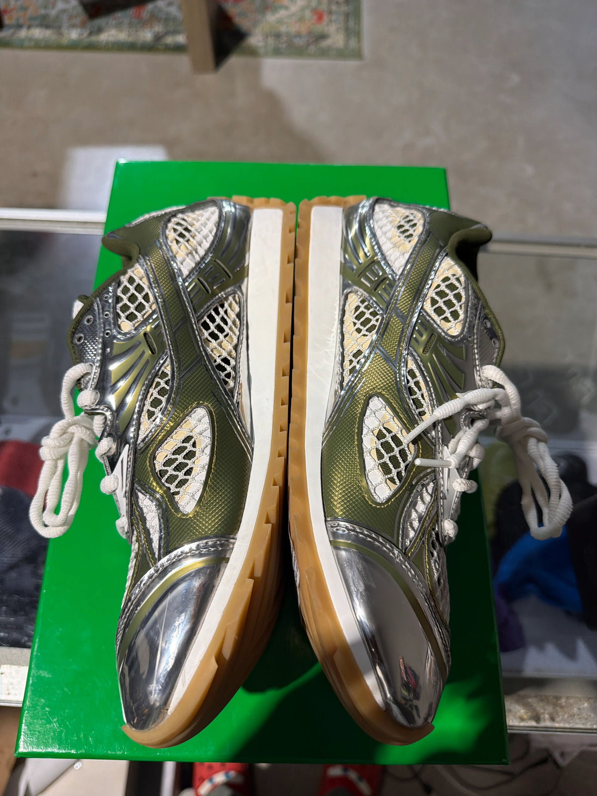 Bottega Orbit Green Metallic Used Sz 10 - Pre-Owned