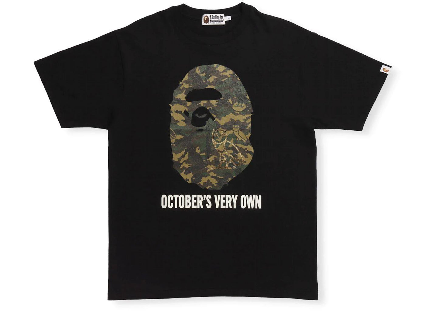 BAPE x OVO Woodland Camo Ape Head T-shirt Black