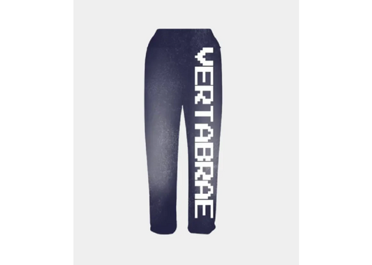 navy and white vertebrae sweats