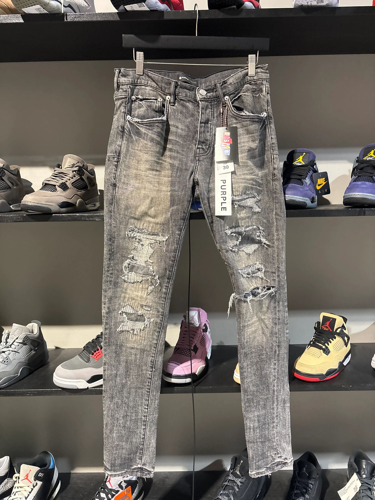 Purple Brand Ash Black Repaired Jeans - Pre-Owned