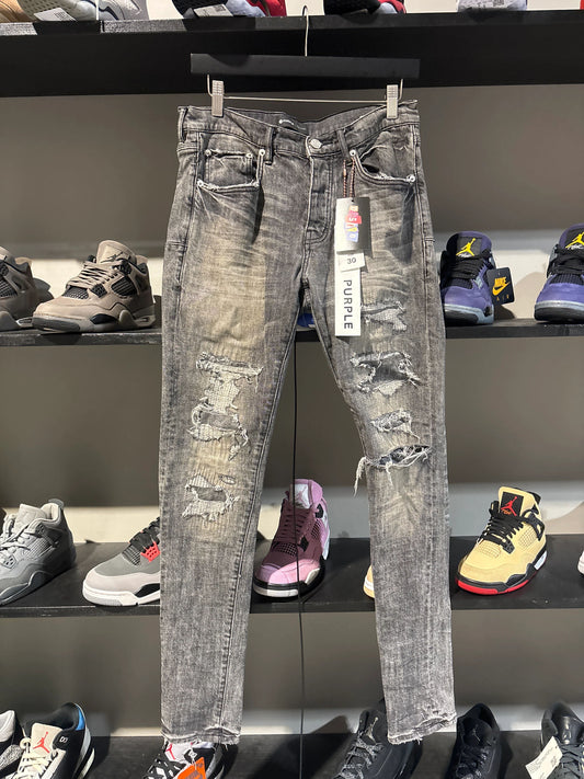 Purple Brand Ash Black Repaired Jeans - Pre-Owned