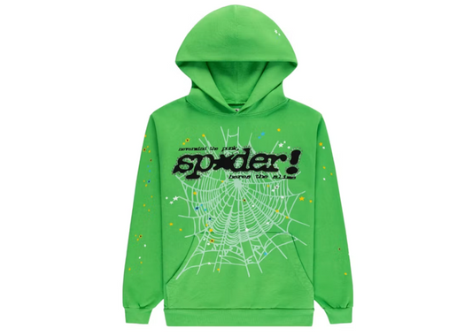 Sp5der Punk v2 green studded hoodie