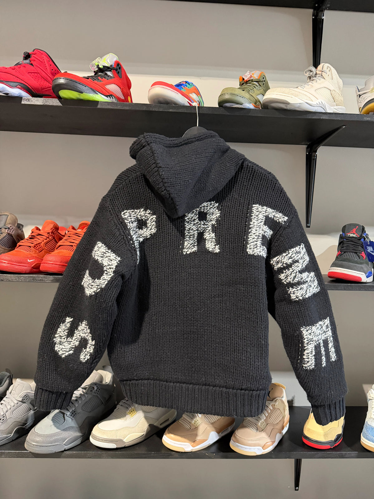 Supreme Shearling Lined Zipup Black White