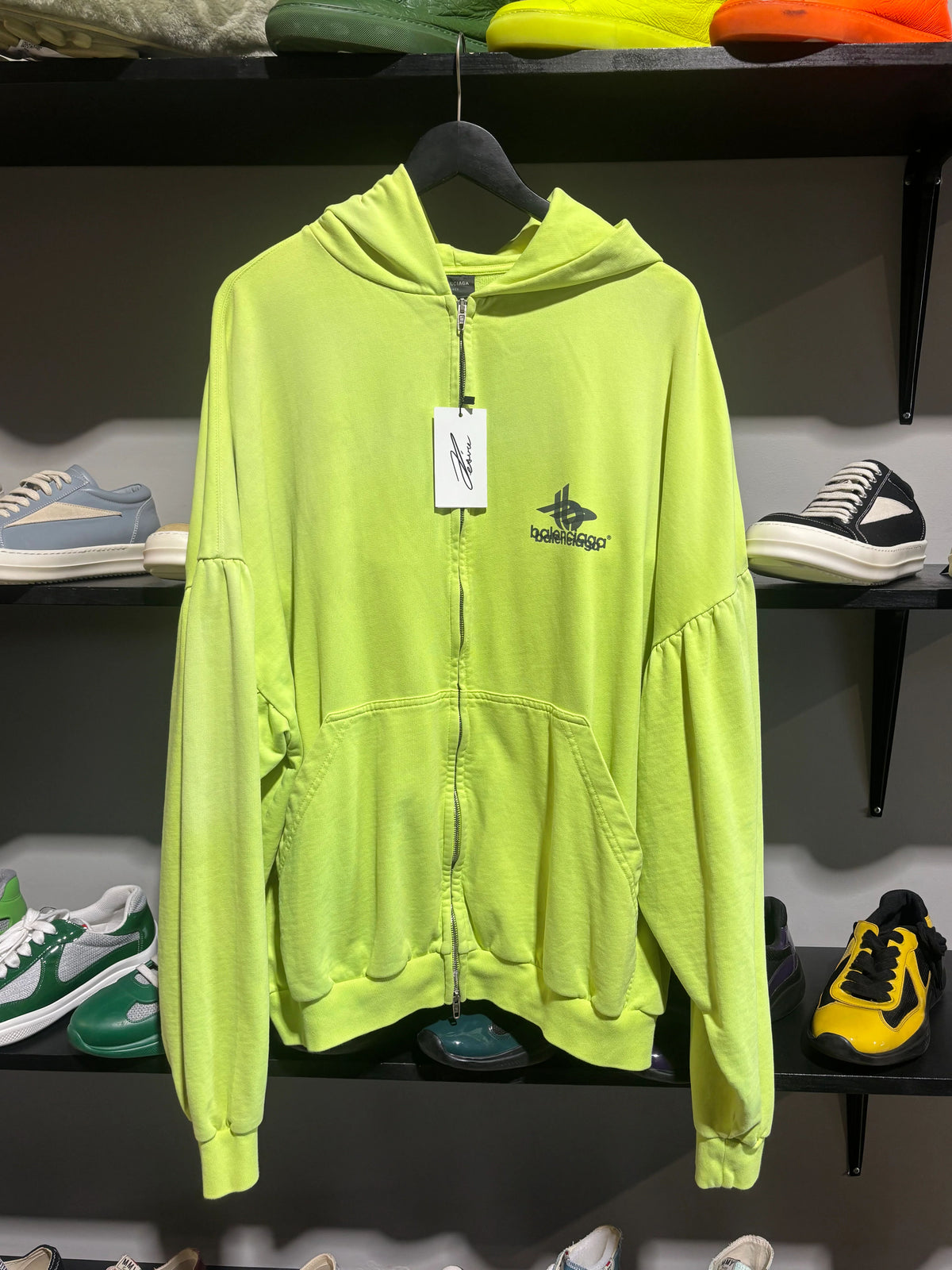 Balenciaga Stack Logo Zipup Neon Sz Xl - Pre-Owned