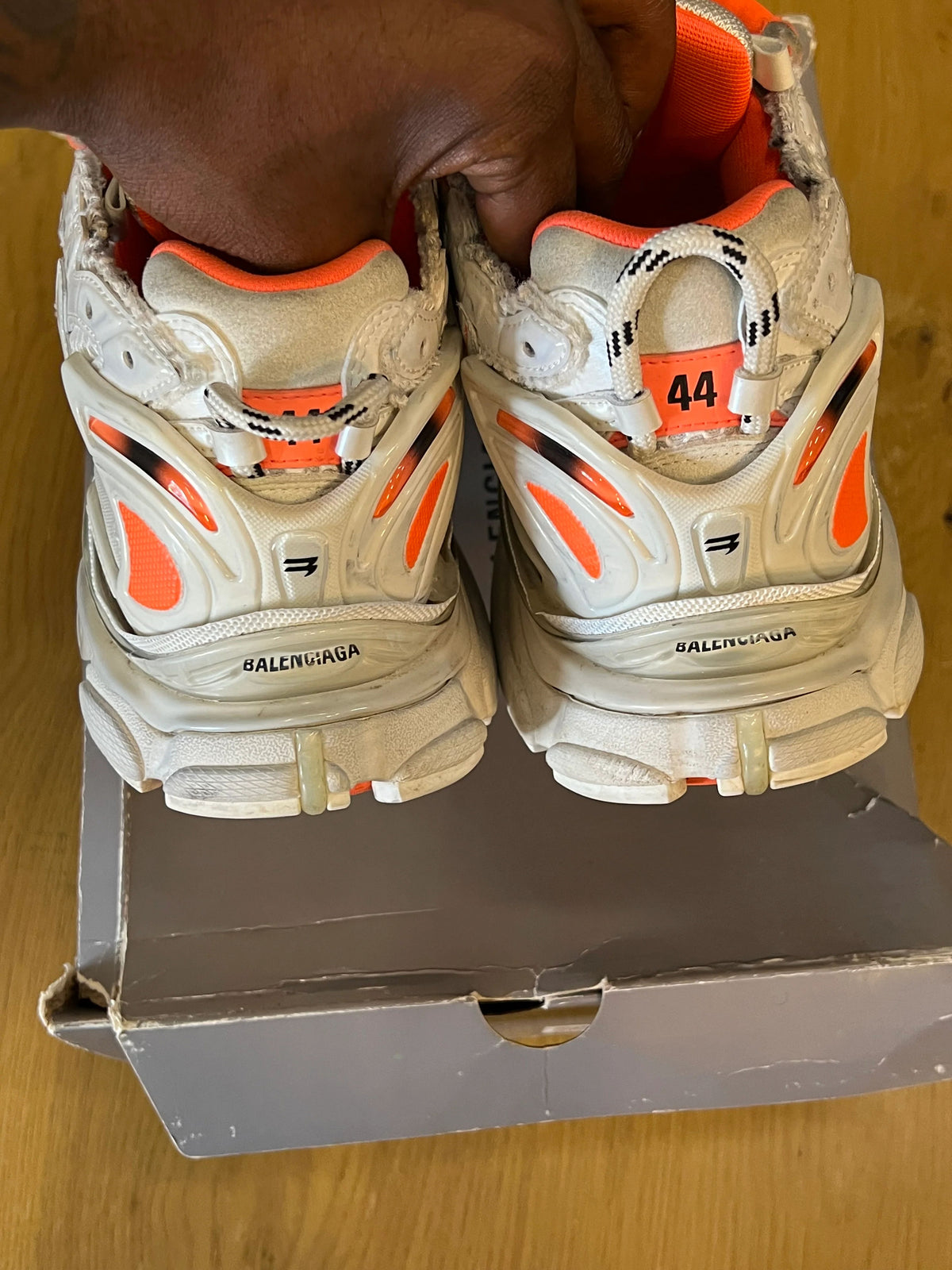 Balenciaga Runner Sneaker White Orange Used Sz 11 - Pre-Owned
