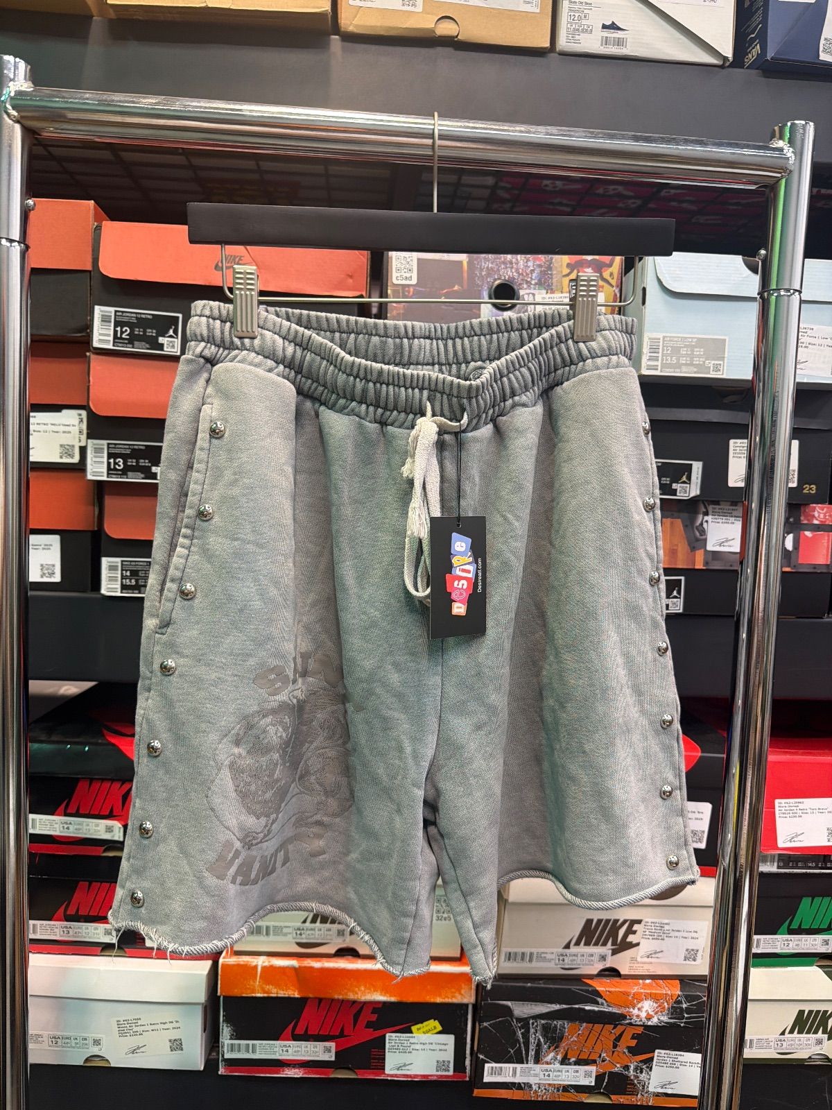 Saint Vanity Grey/Grey Studded Shorts