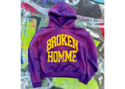 broken homme purple yellow hoodie