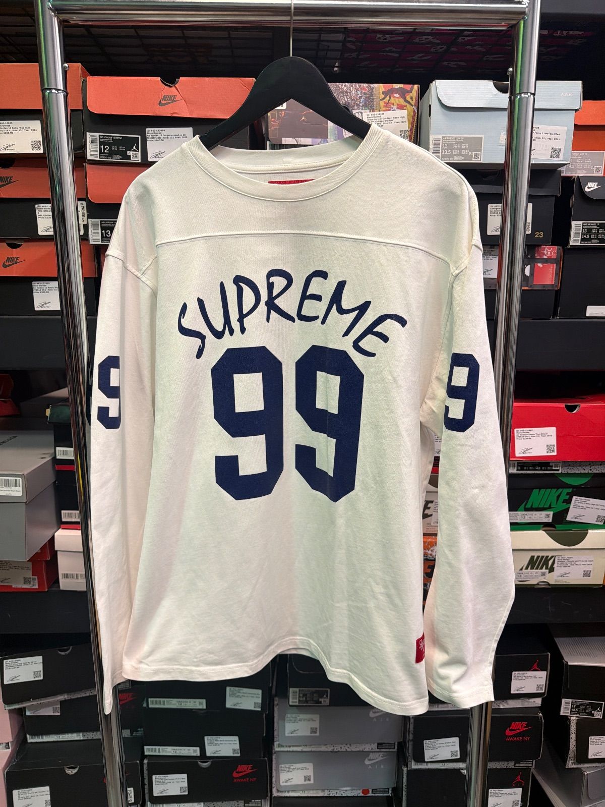 Supreme 99 White/Navy Jersey Longsleeve