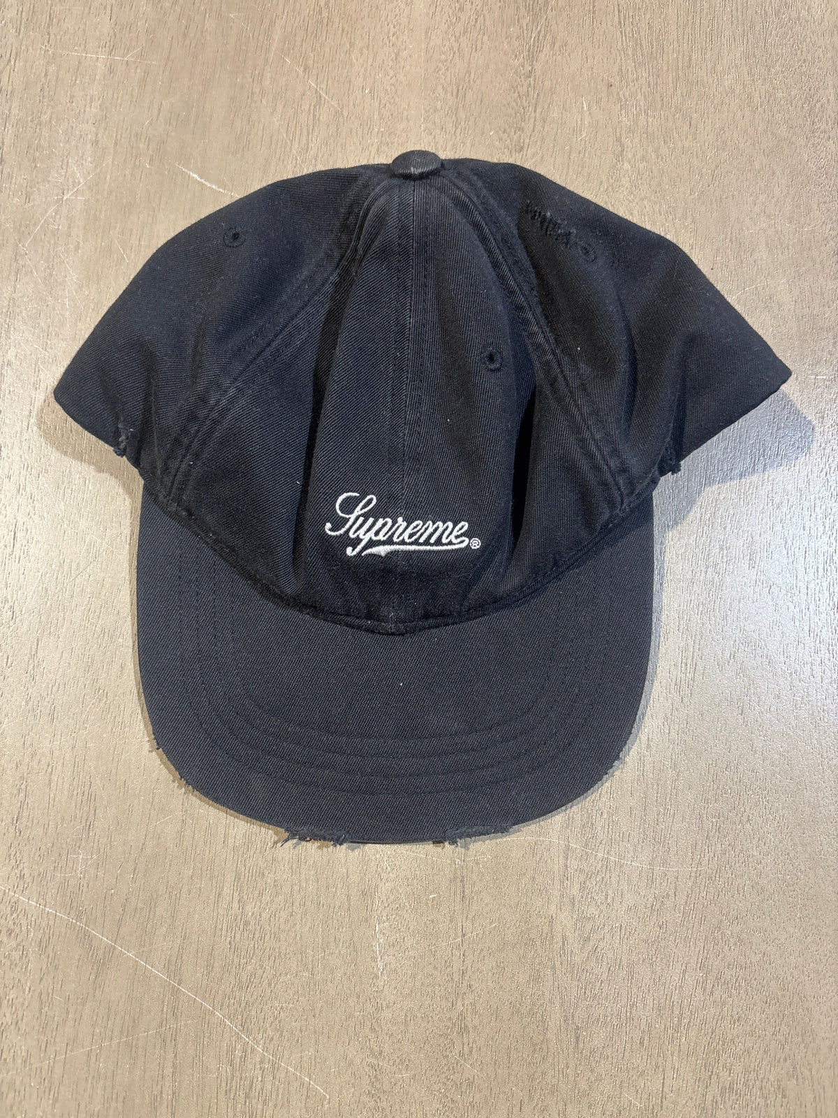 Supreme Script 6 Panel Hat Black - Pre-Owned