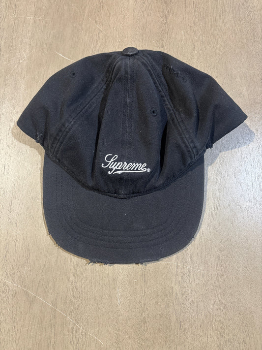 Supreme Script 6 Panel Hat Black - Pre-Owned