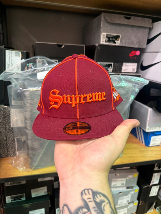 Supreme Burgundy/Orange Old English Fitted