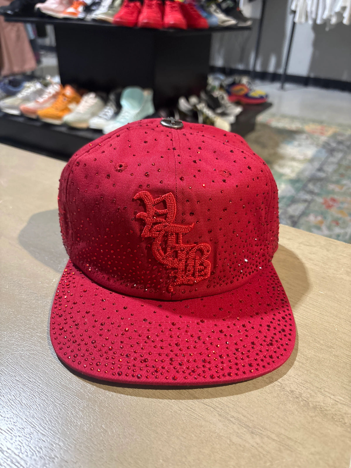 Vertabrae Red Rhinestone Snapback