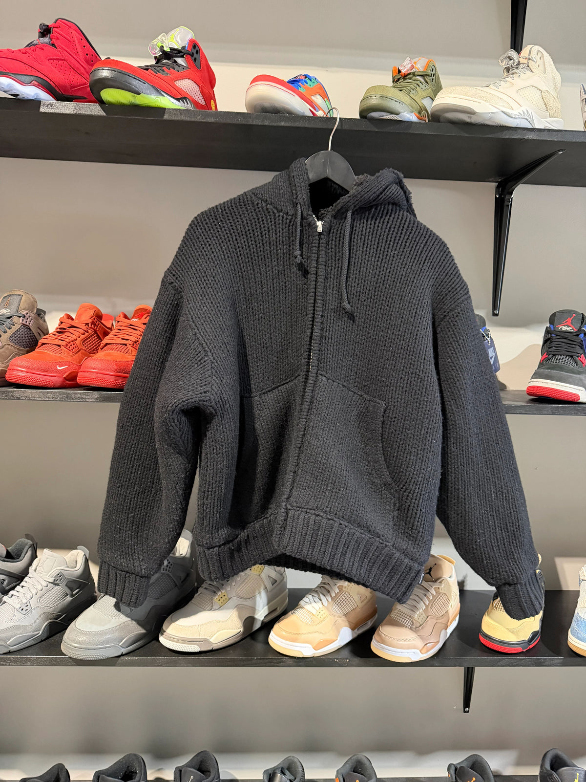 Supreme Shearling Lined Zipup Black White