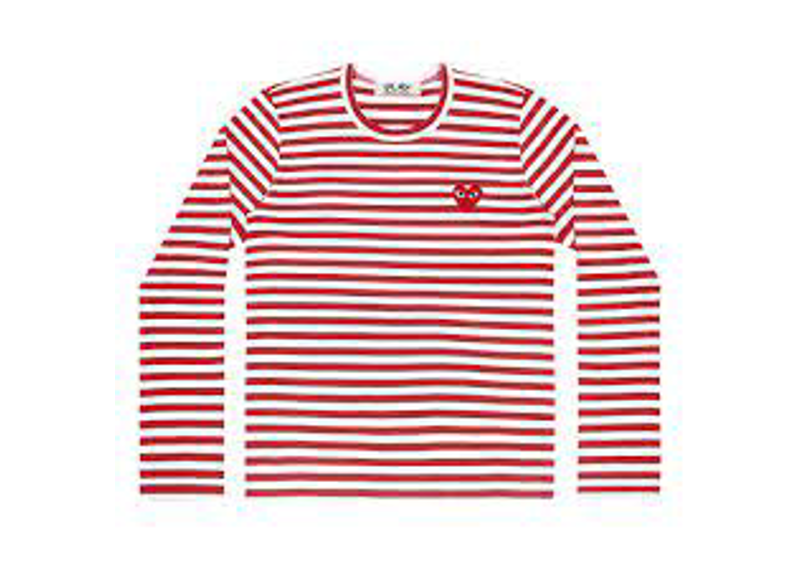 cdg red and white l/s stripe