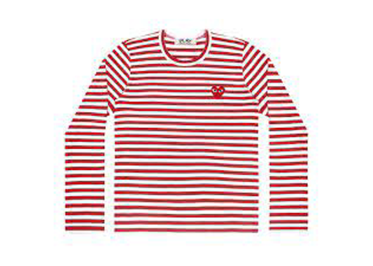 cdg red and white l/s stripe